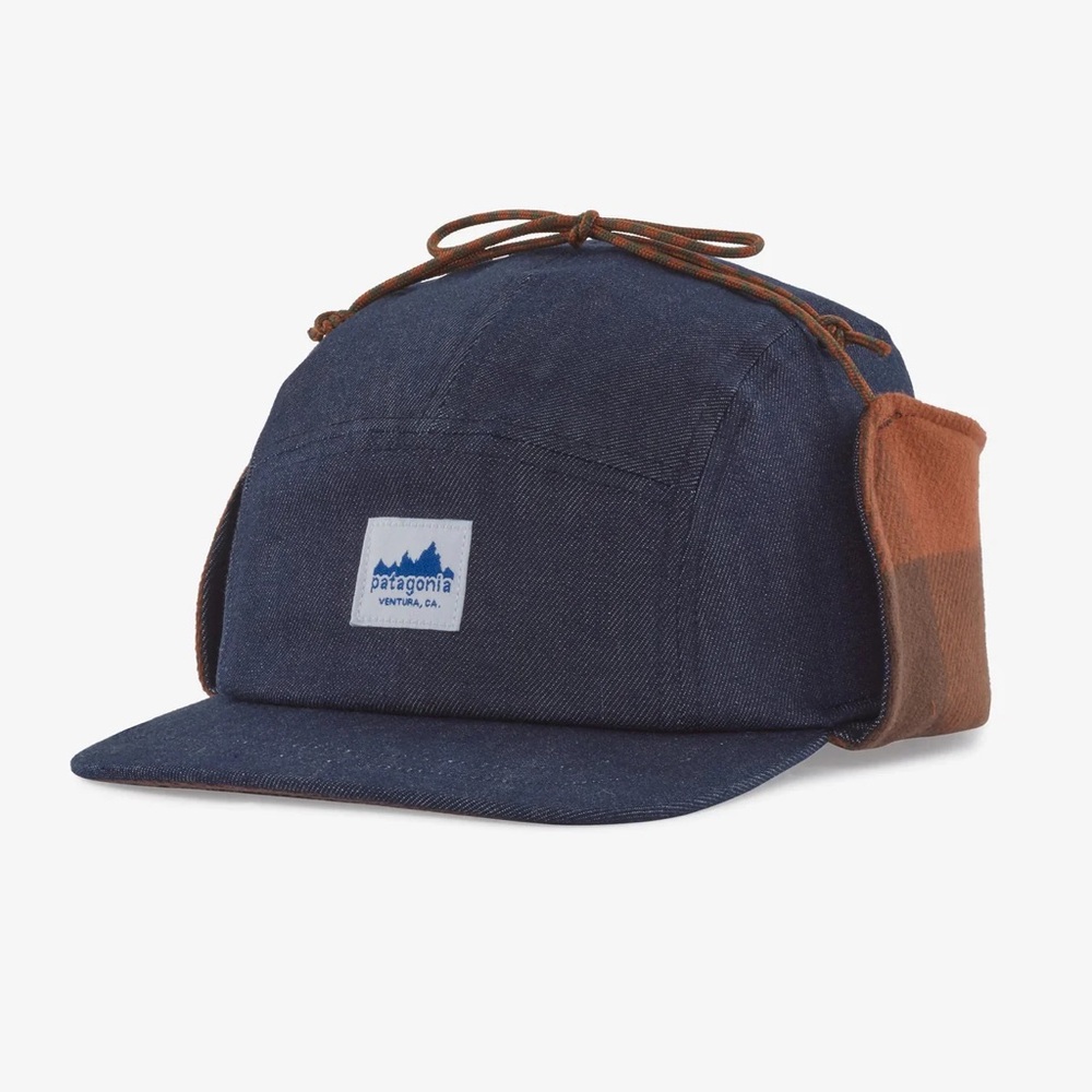 Patagonia Range of Navy and Rust Cap with Ear Flaps small